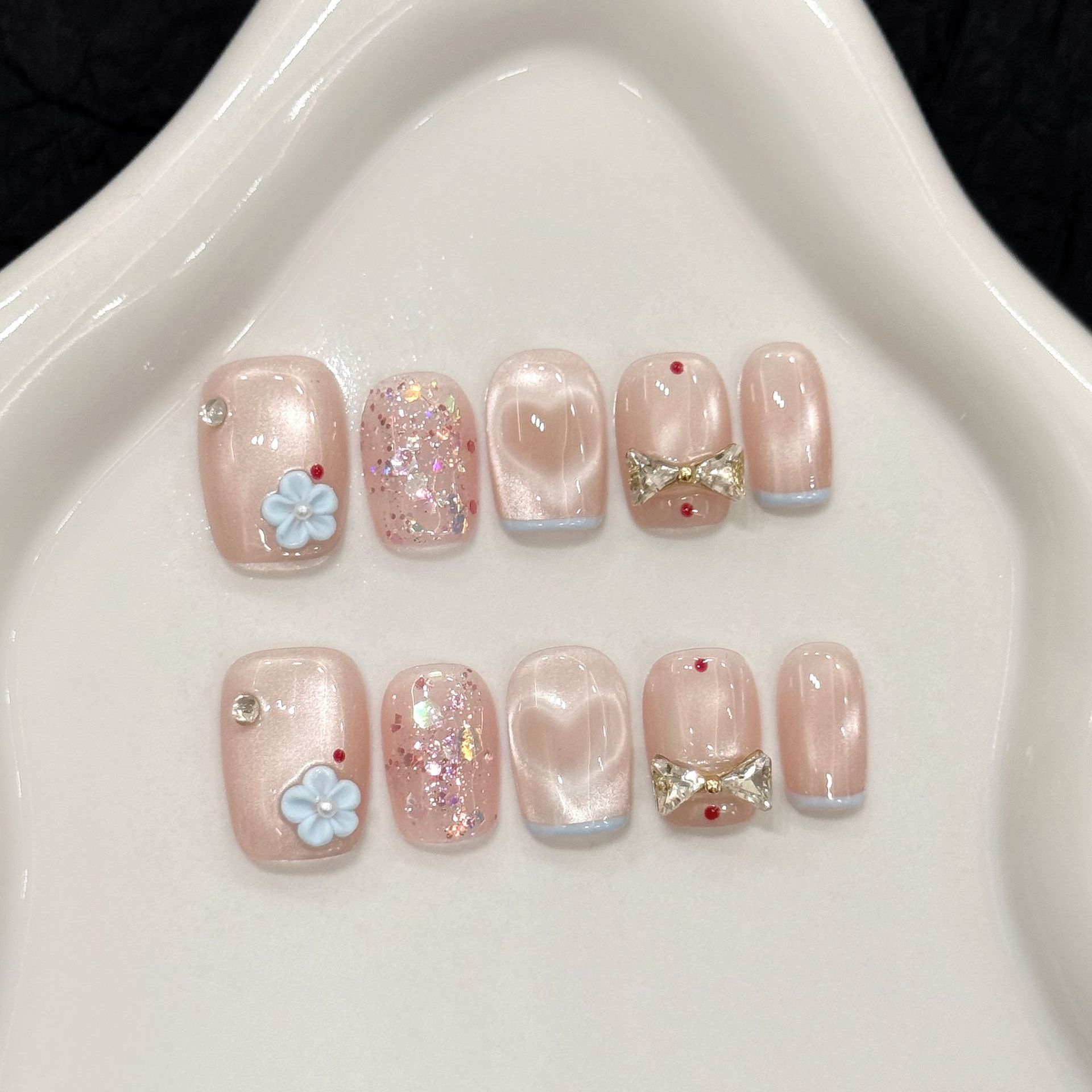 Resin Art With Flowers - 10pcs Glitter Love Design Handmade Fake