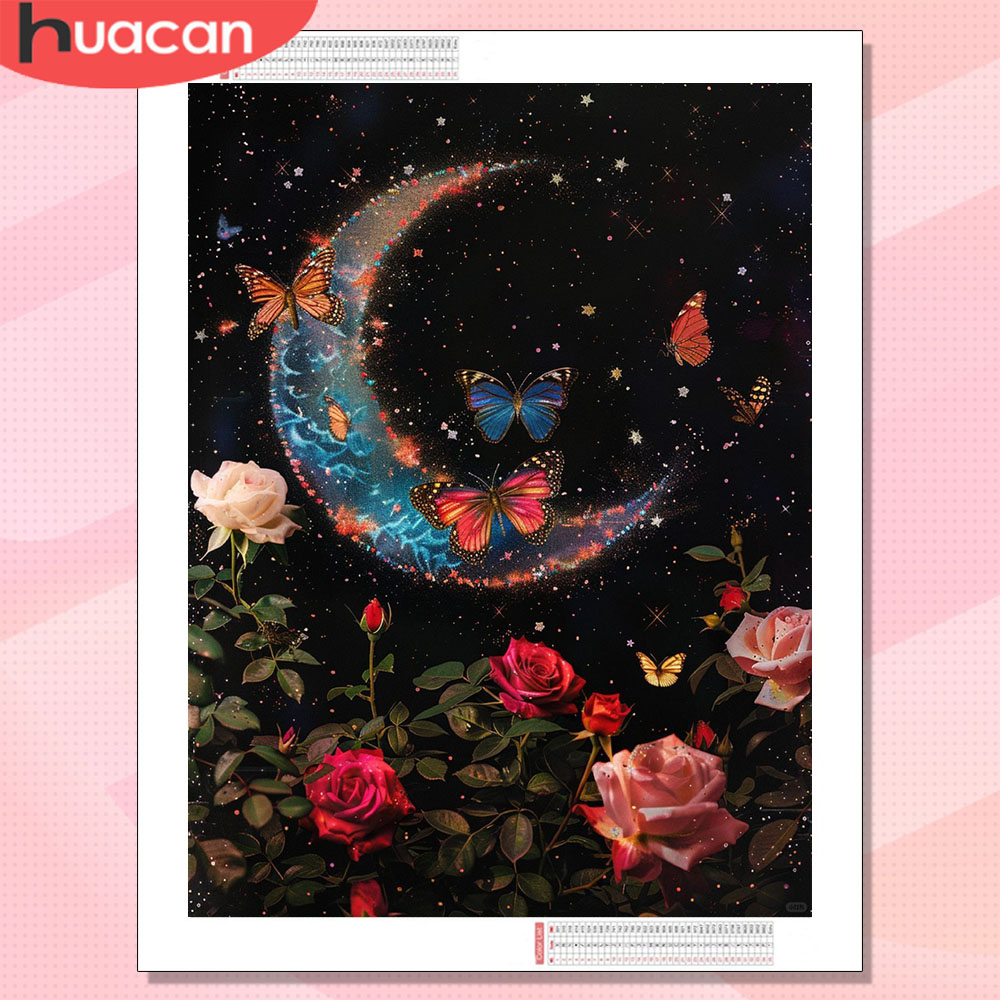 Resin Art Rose - HUACAN Diamond Painting 5d Moon Landscape