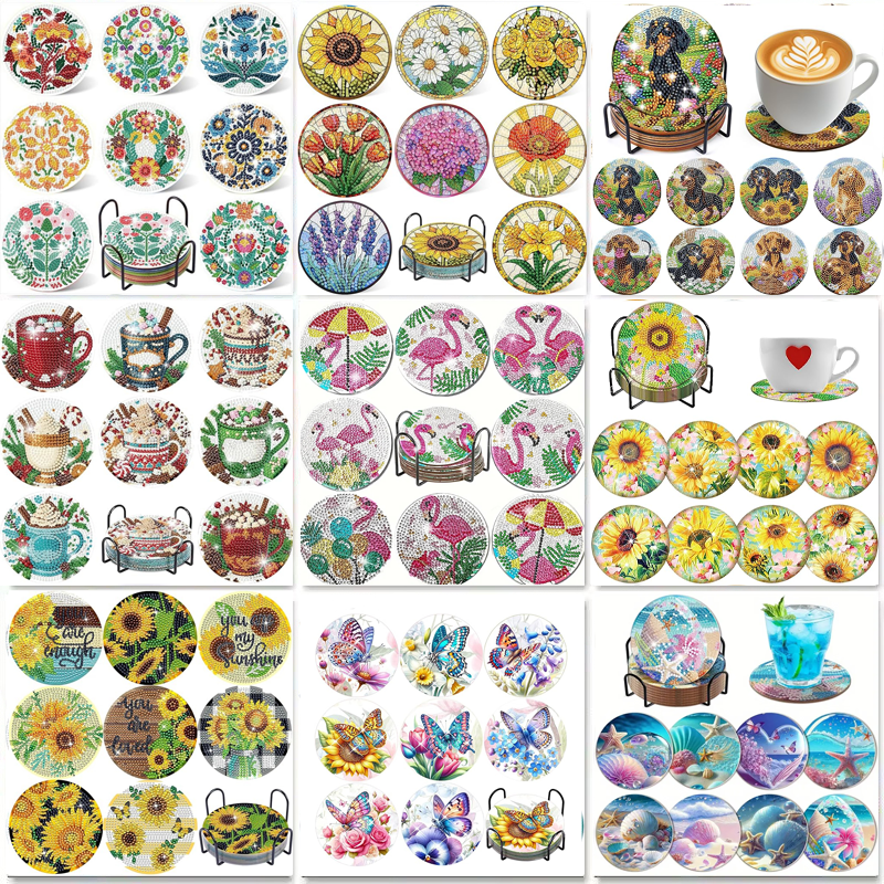 Resin Art Diy - 8-piece set/Diamond painting coaster set with