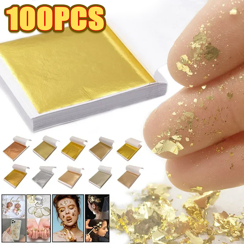 Resin Art Anniversary Gift - 100Pcs Imitation Gold Foil Sheets 9x9cm