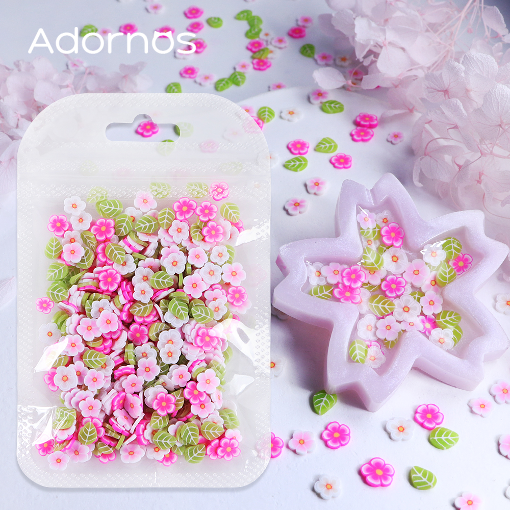 Resin Art Clay - 10g Pink Flowers Polymer Clay Slices