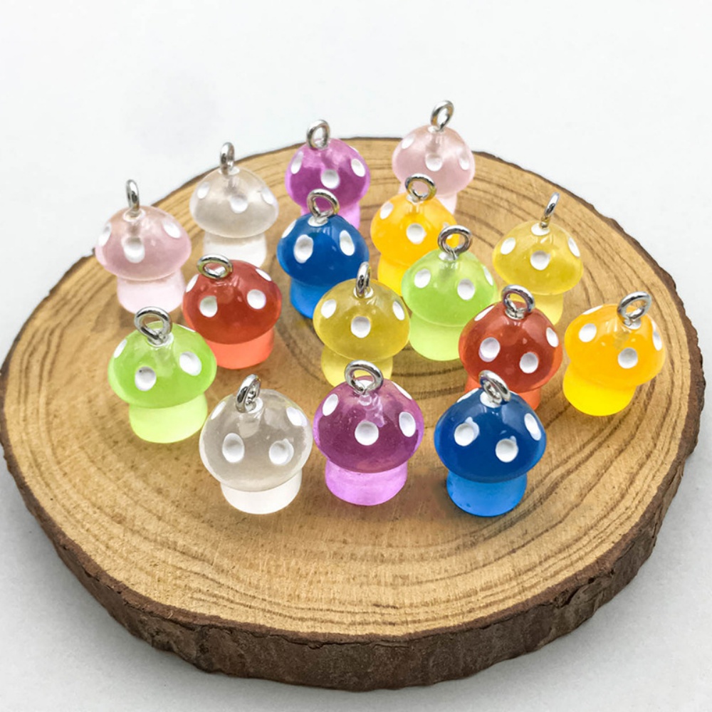 Resin Art Essentials - 16pcs Luminous Mushroom Charms Resin Pendants