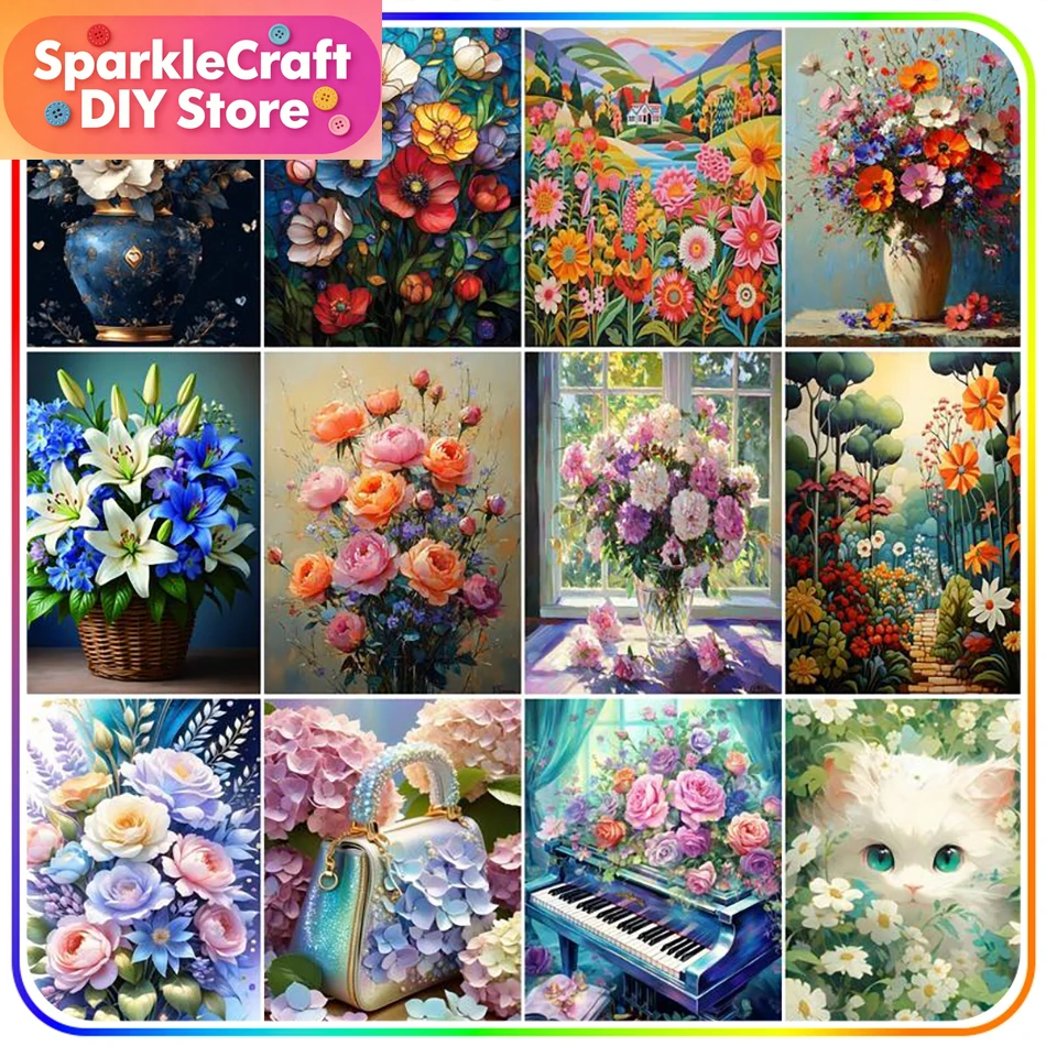 Resin Art Work - 1pc frameless Diamond Painting Kits Flowers