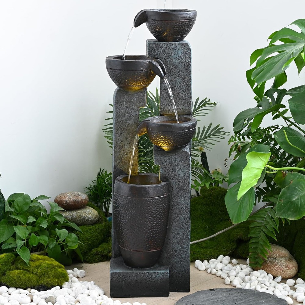Resin Art And Decor - 40''H 4-Tier Outdoor Garden Water Fountain
