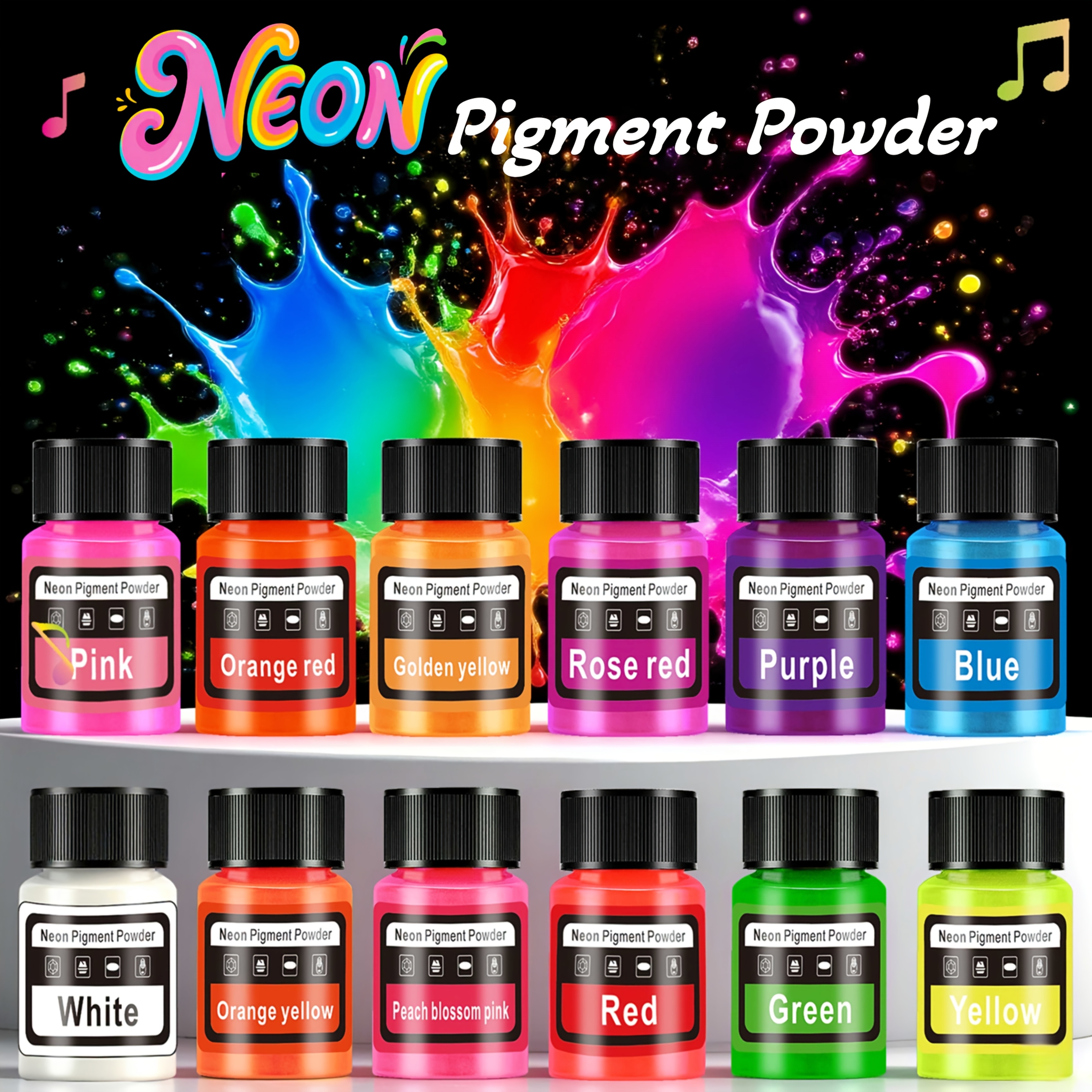Resin Dye Opaque - Fluorescent Powder/Neon Resin Dye, 6 Colors,