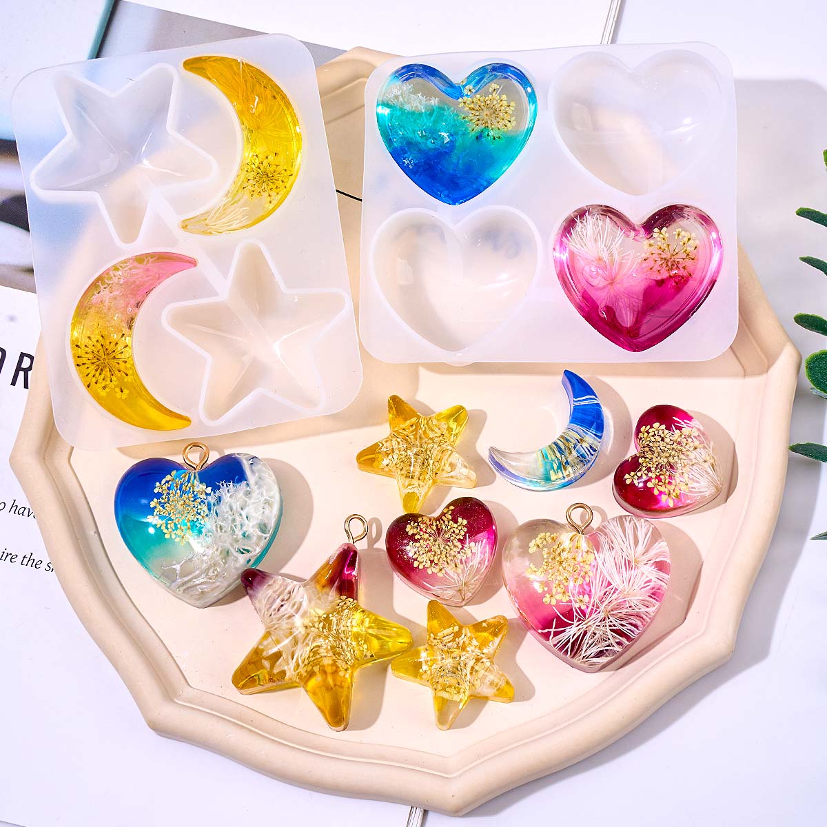 Heart Star Moon Pendant Silico – Resin Art Epoxy Bewertung und Preis