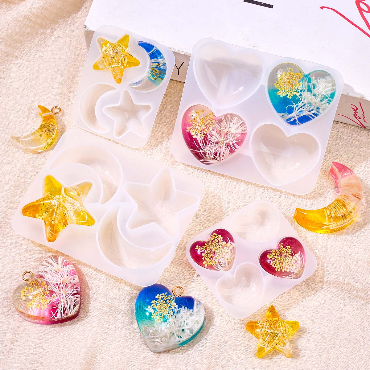 Heart Star Moon Pendant Silico – Resin Art Epoxy Bewertung und Preis