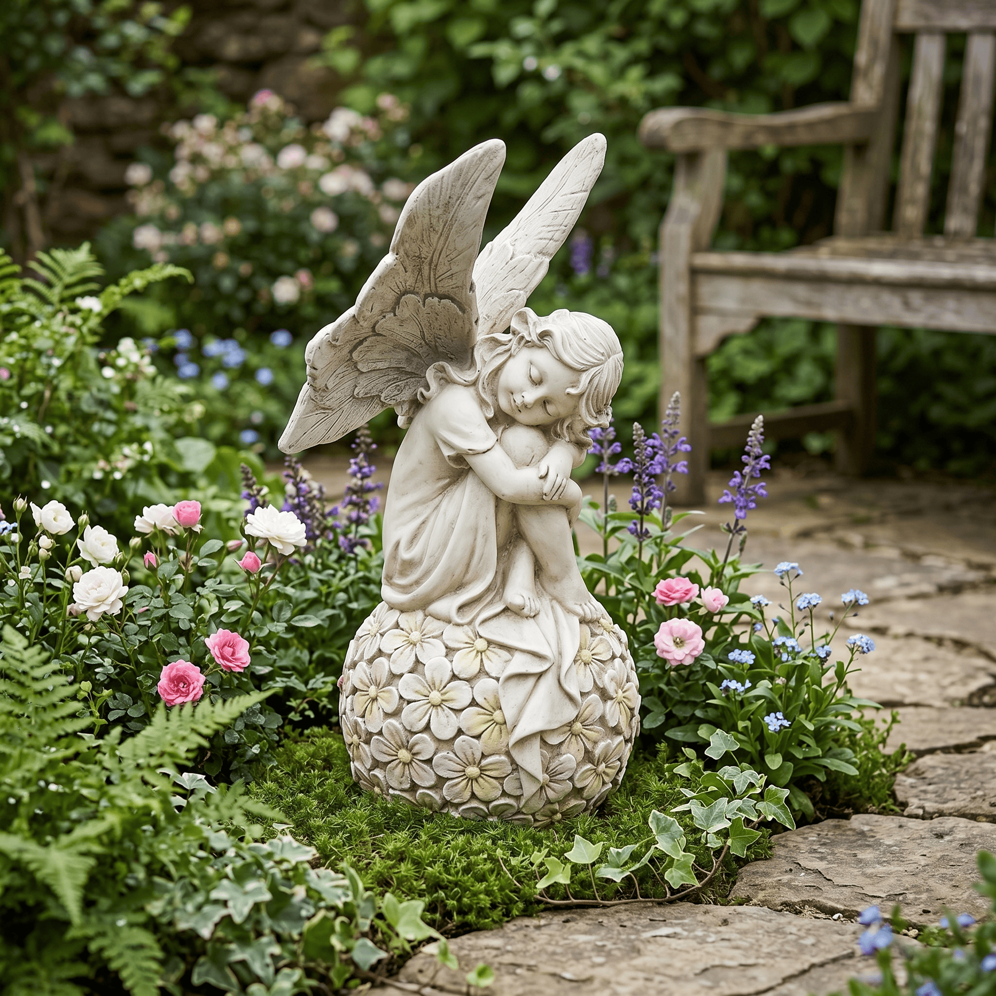 13.2-inch Garden Fairy Statue, – Resin Art With Flowers Bewertung und Preis
