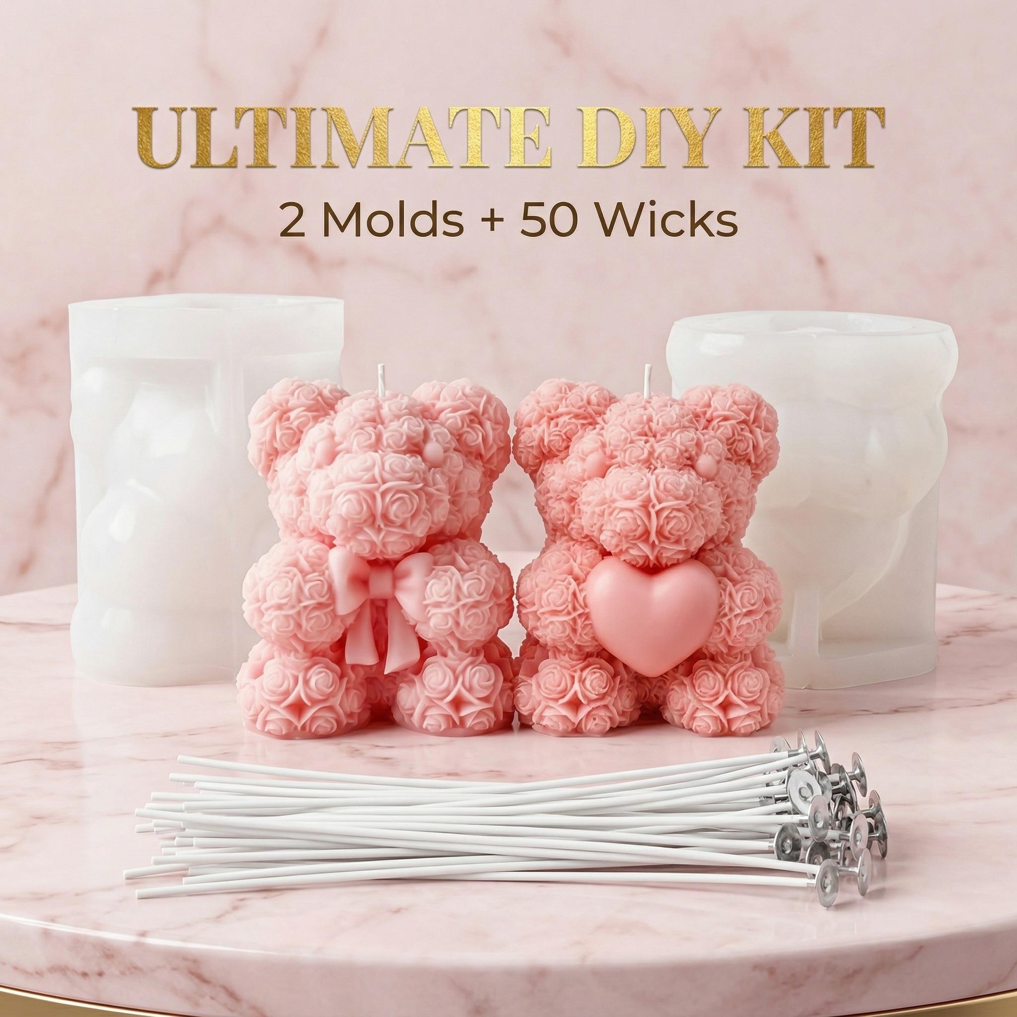 1/2pcs 3D Heart Bow Rose Bear  – Resin Art Rose Bewertung und Preis