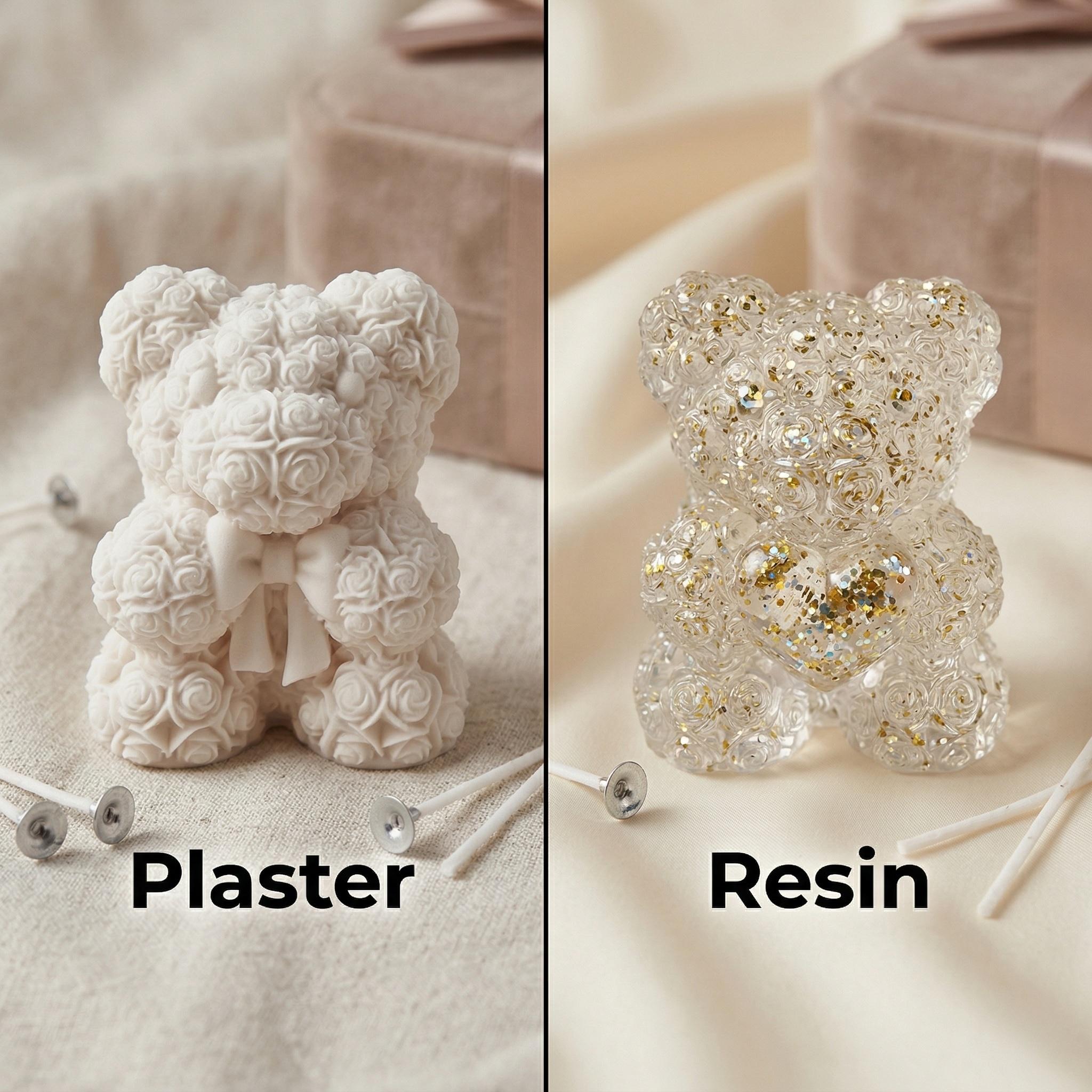 1/2pcs 3D Heart Bow Rose Bear  – Resin Art Rose Bewertung und Preis