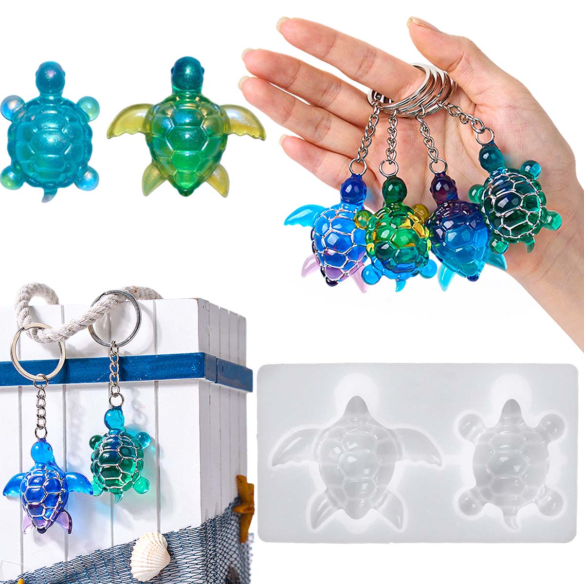 3D Sea Turtle Keychain Silicon – Resin Art Epoxy Bewertung und Preis