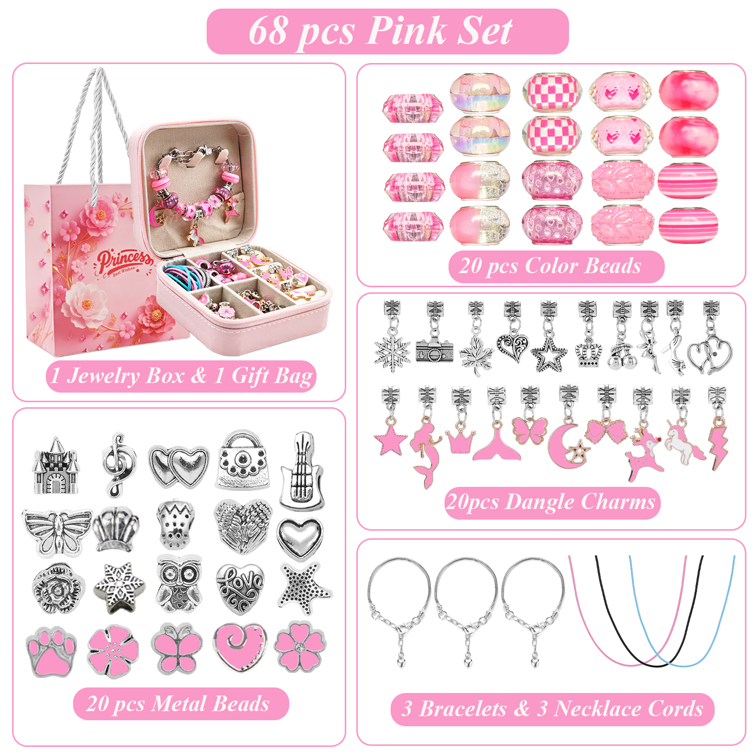 68pcs pink beaded jewelry set, – Resin Art Essentials Bewertung und Preis