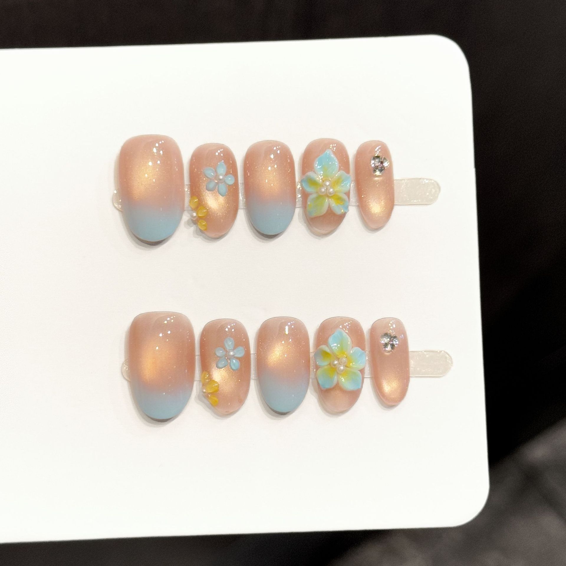 10pcs Pure Hand Pressed Short  – Resin Art With Flowers Bewertung und Preis