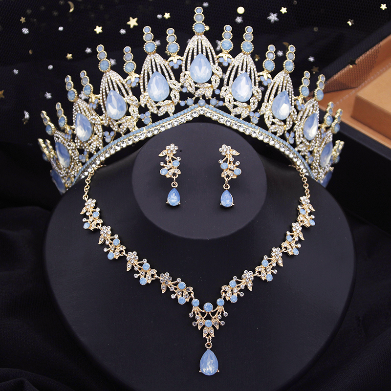 Blue Crown Bridal Jewelry Sets – Resin Art Necklace Bewertung und Preis